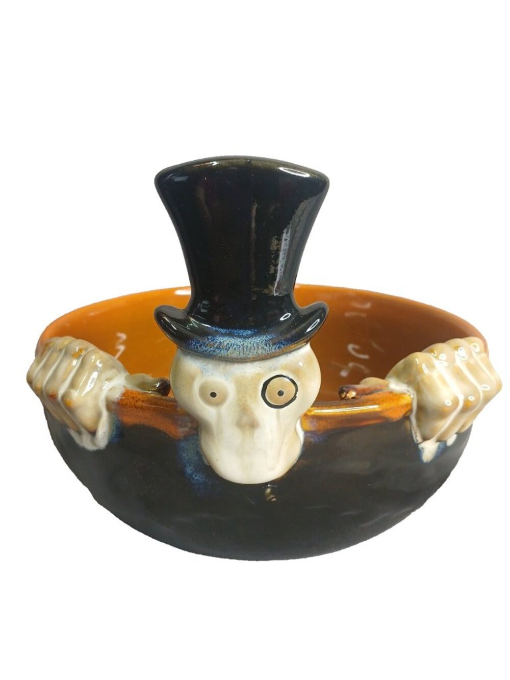 Yankee Candle Boney Bunch 2010 Candy Bowl Halloween Skull Skeleton Top Hat